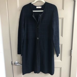 Tory Burch Knee Length Navy & Black Cardigan L